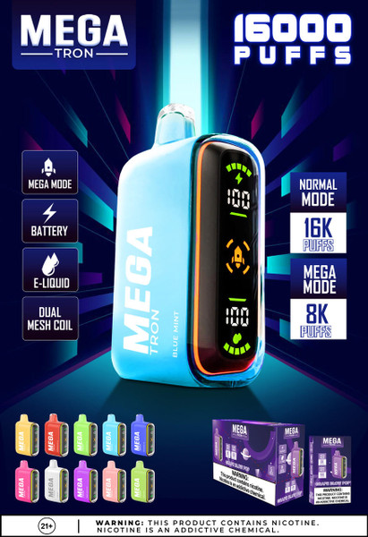 Mega Vape Mega Tron Disposable - 5% 16,000 Puffs - 5ct  at The Cloud Supply