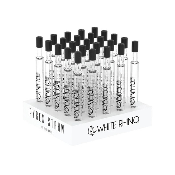  White Rhino Pyrex V2 Dab Straw with Silicone Cap 25ct Display  at The Cloud Supply