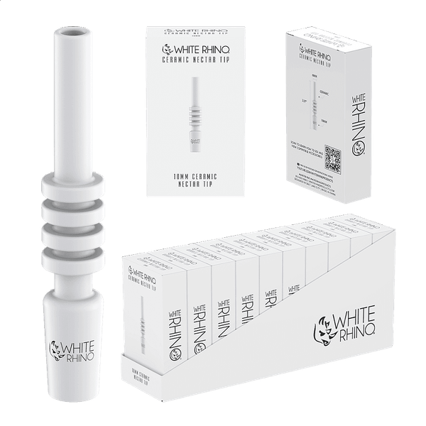 White Rhino Wholesale White Rhino 19mm Ceramic Nectar Replacement Tip 10ct Display  at The Cloud Supply