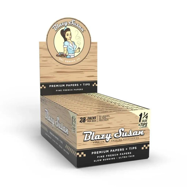  Blazy Susan Rolling Paper with Tips 32ct 28pk  at The Cloud Supply