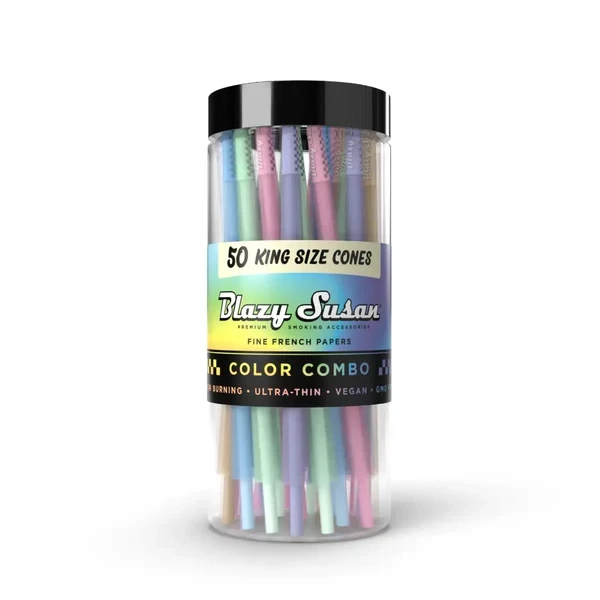 Blazy Susan Rainbow Paper Cones KS Jar 1pk 50ct