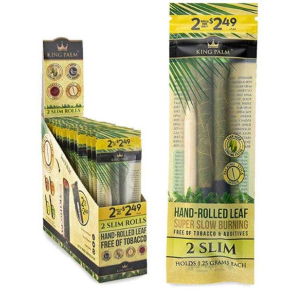  King Palm Hand Rolled Leaf 2 Slim Rolls 20 Pouches Per Display  at The Cloud Supply