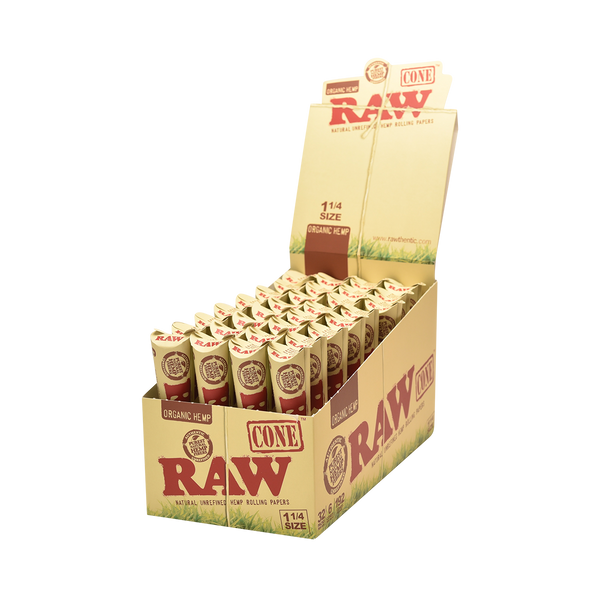 RAW RAW Organic Cones 1 1/4 1.25 6ct - 32pk at The Cloud Supply