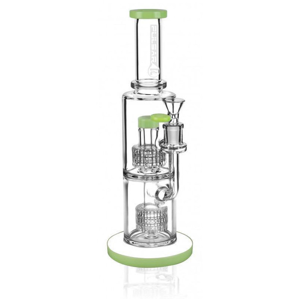 Pulsar Dual Matrix Perc Waterpipe - 11.75" - 14mm Female - Assorted Colors  at The Cloud Supply