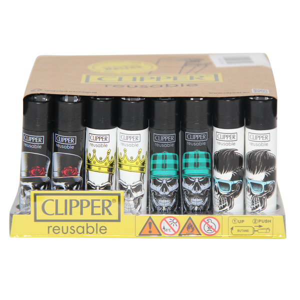 Clipper Lighters 48ct Display - Skulls 4 Design  at The Cloud Supply