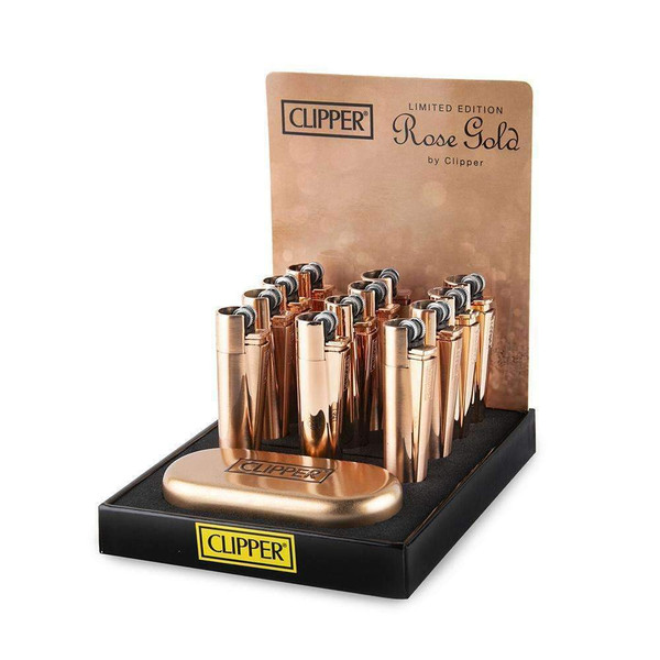 Clipper Clipper Lighters 12ct Full Metal Display - New Rose Gold at The Cloud Supply