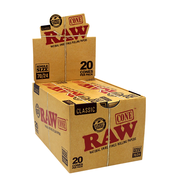 RAW Raw Classic 70mm Cones 20ct Box of 12pks - 70mm/24mm at The Cloud Supply