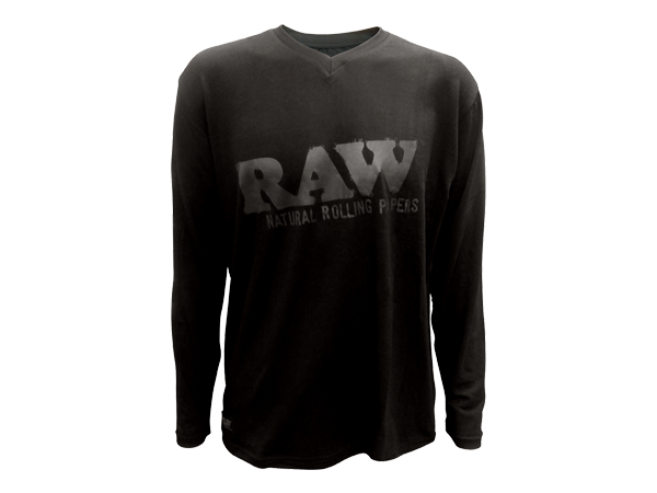 RAW RP X Raw 100percent Modal Long Sleeve V-Neck - Black at The Cloud Supply