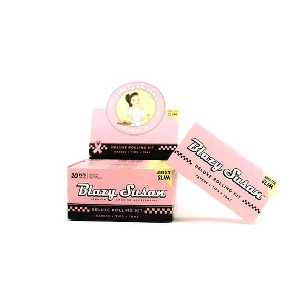  Blazy Susan Pink King Size Slim Rolling Papers - Deluxe Kit - 20pk  at The Cloud Supply