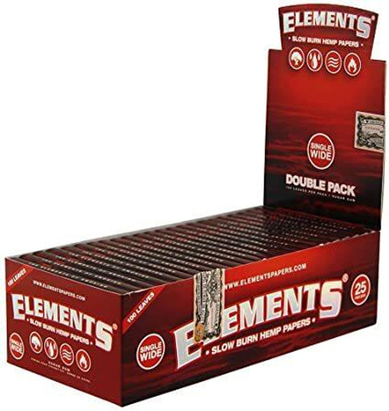 Elements Red Hemp Papers Single Wide - 25pk at The Cloud Supply