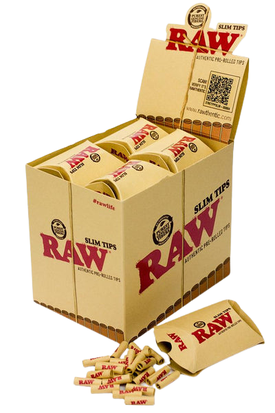 RAW Raw Pre Rolled Slim Tips Display - 20pk - 21 Tips Per Pack at The Cloud Supply