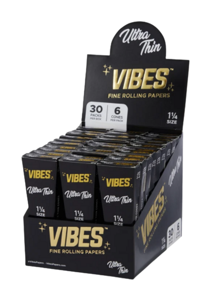 Vibes Cones 1 1/4 - Coffin Ultra Thin Black at The Cloud Supply