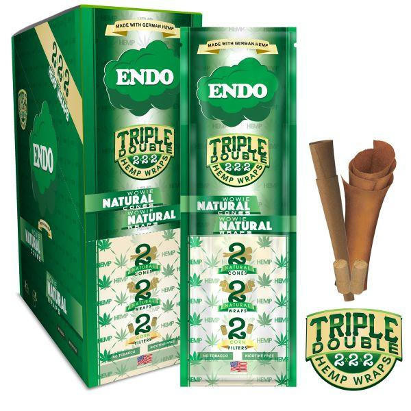 Endo Hemp Wraps Triple Double 15pk - 2 Cones 2 Wraps 2 Filters Per Pack  at The Cloud Supply