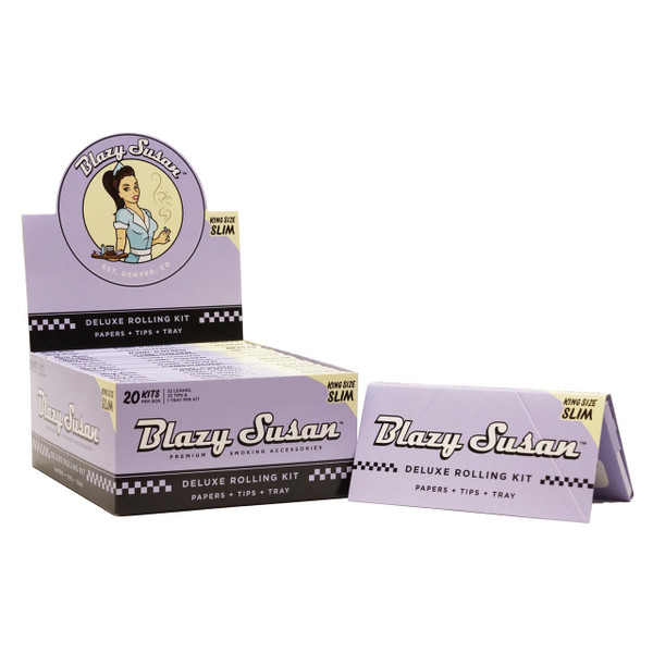 Blazy Susan Purple King Size Slim Rolling Papers - Deluxe Kit - 20pk  at The Cloud Supply