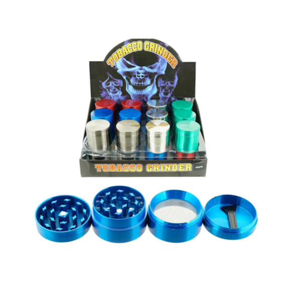 No Brand Assorted Colors 40mm 4 Part Alloy Tobacco Grinder - 24pk  at The Cloud Supply