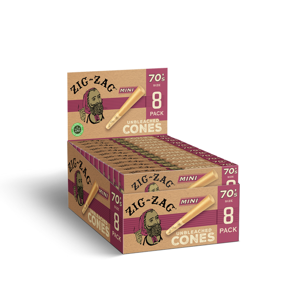 Zig Zag Unbleached 70's Cones - 18pk 8 Per Pack  at The Cloud Supply