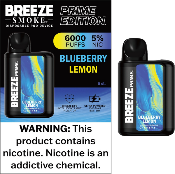 Breeze Prime Disposable - 5% 6000 Puffs - 5pk  at The Cloud Supply