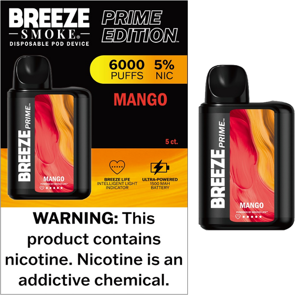 Breeze Prime Disposable - 5% 6000 Puffs - 5pk  at The Cloud Supply