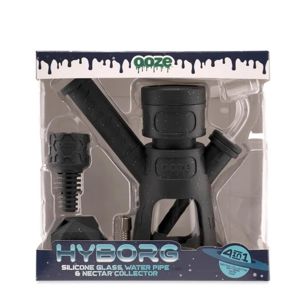  Ooze Hyborg Silicone Glass Water Pipe - Shimmer Black  at The Cloud Supply