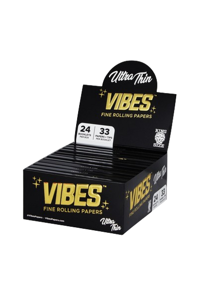  Vibes Ultra Thin (Black) Rolling Papers With Tips King Size - 24pk  at The Cloud Supply