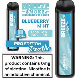 Breeze Pro Zero Nic Disposable - 0% 2000 Puffs - 10pk  at The Cloud Supply
