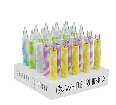 White Rhino Flip Chillium To Straw Glow in the Dark Quartz - 25ct Display  at The Cloud Supply