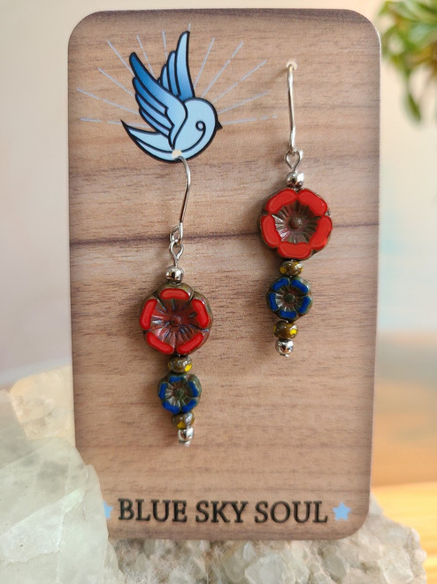 Red Coral with Blue Mini Flower