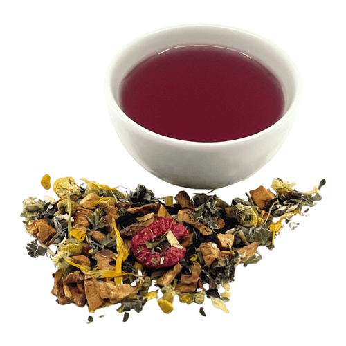 cup of tea with loose leaf tea