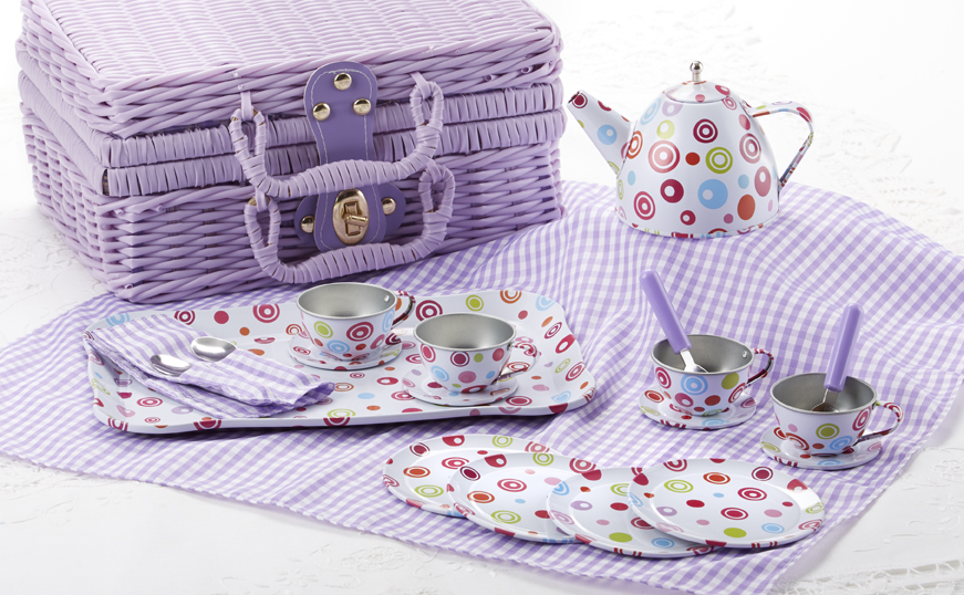 Children's Tea set Polka Dot in Tin