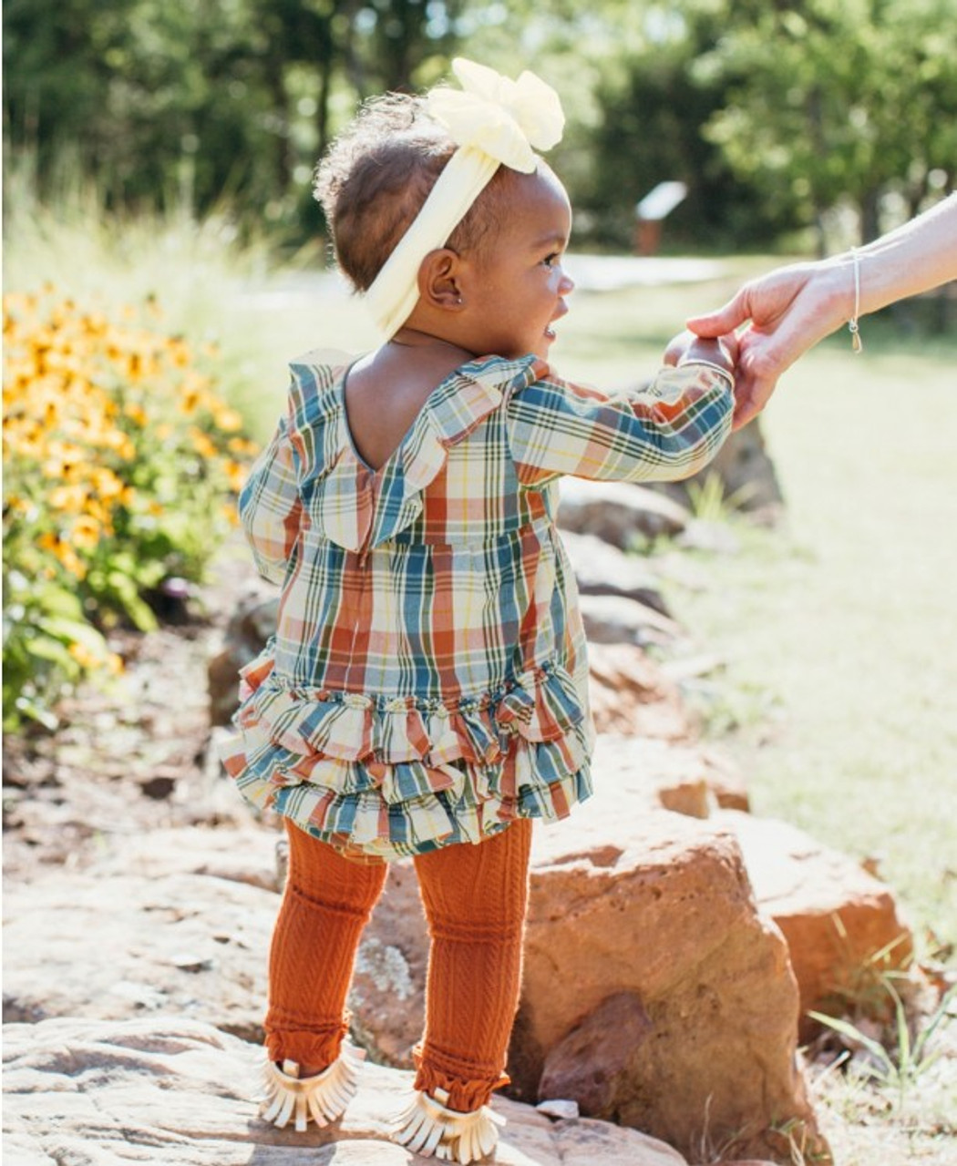 Ruffle Butts Orange Cable-Knit Footless Tights - klassy kids