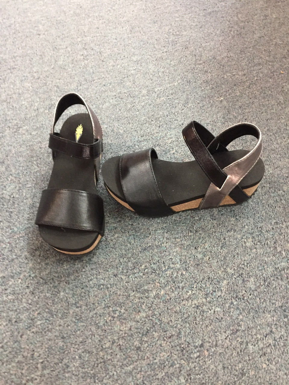 Black mid wedge volatile kids sandal - klassy kids