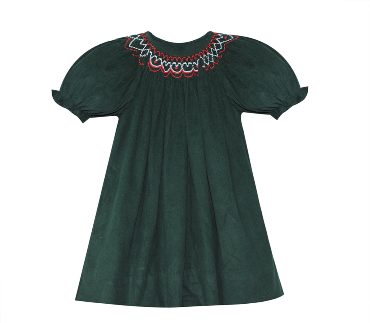 Christmas Green Savannah Bishop Smocked Dress - klassy kids