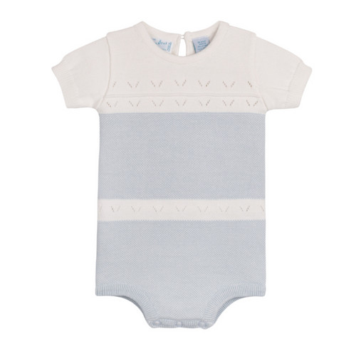 Boys Pointelle Contrast Knit Romper Boys Pointelle Contrast Knit Romper