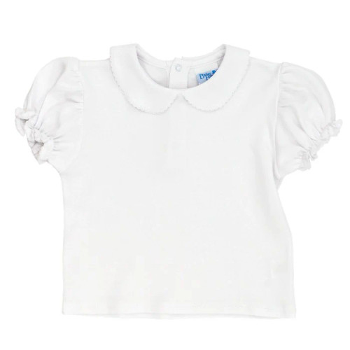 White Knit- Girls Short Sleeve Blouse