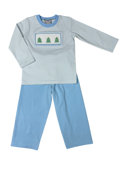 Christmas Tree Smocked Boy Pant Set Christmas Tree Smocked Boy Pant Set
