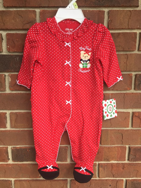 Little Me    Holiday Bear Footie      1401