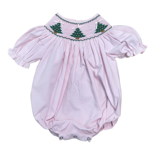 Christmas Tree smocked pink Bubble Christmas Tree smocked pink Bubble
