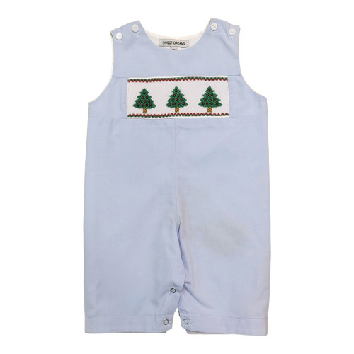 Christmas Tree smocked blue Longall Christmas Tree smocked blue Longall