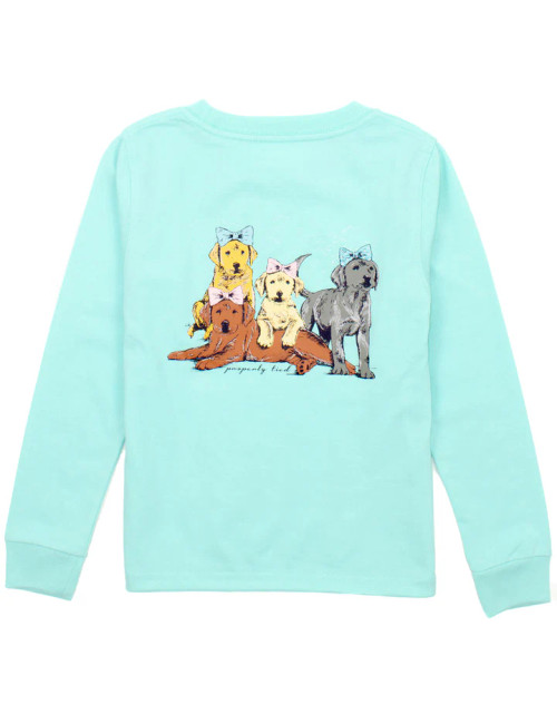Girls Puppy Pile LS Seafoam Girls Puppy Pile LS Seafoam