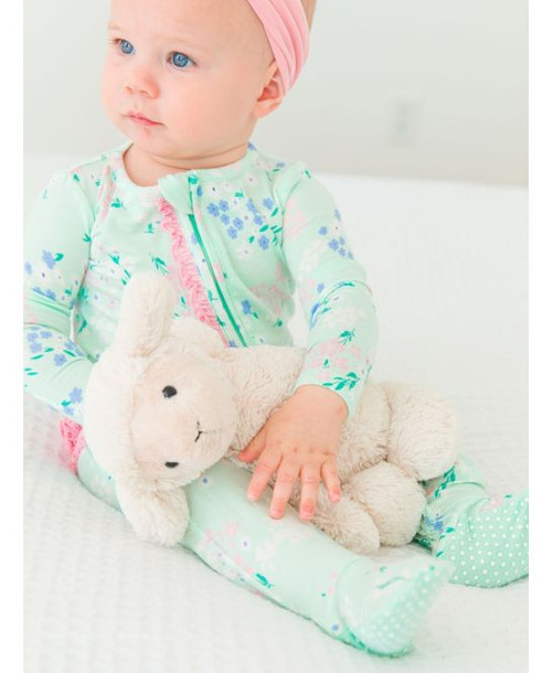  Meadow Ruffle 1Piece Footie Pajama Bamboo Viscose