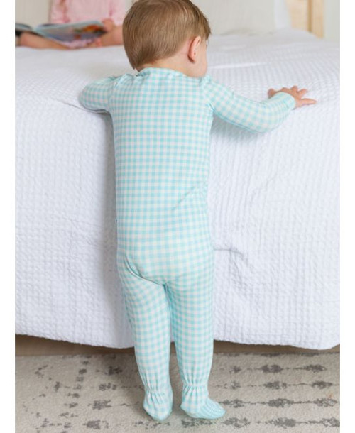 Gingham One Piece Footie Pajamas, Modal Blend