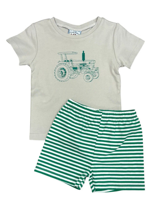 Tractor Embroidered Short Set