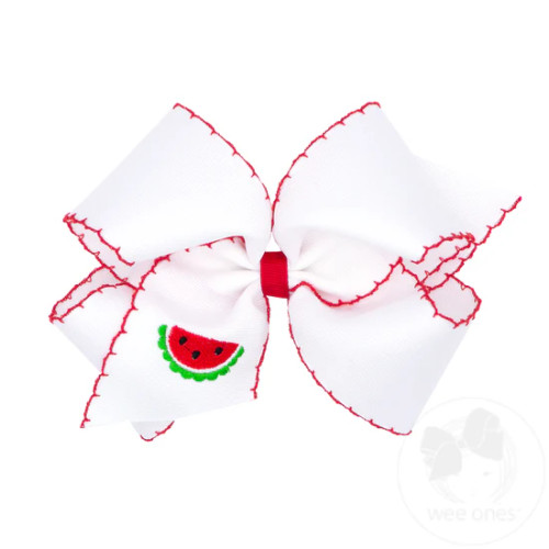  Watermelon Embroidered Moonstitch Edge Hair Bow