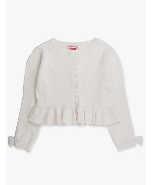 White Sweater Knit Peplum Cardigan