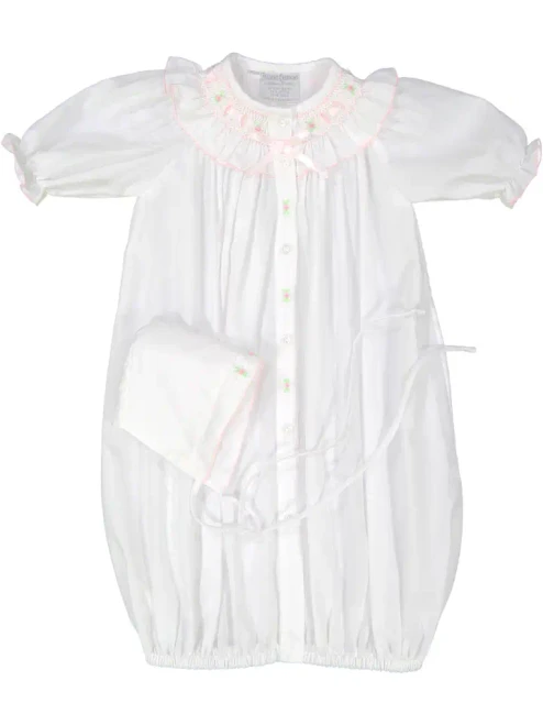  Ribbon Ruffle Smocked Take Me Home Gown with hat