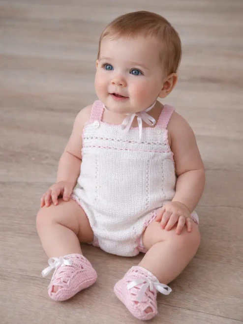 Magnolia Bloom Heirloom Sun Suit + Booties Set