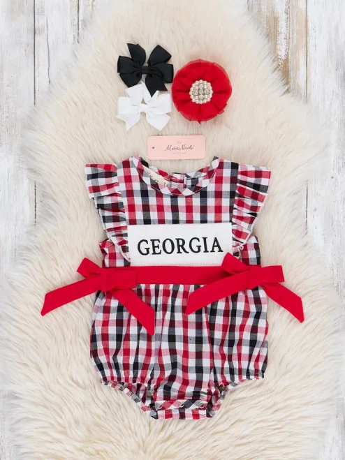 Georgia Smocked Gingham Bubble Romper