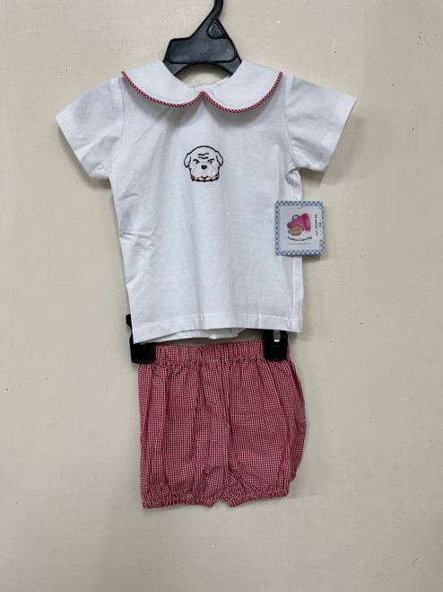 BULLDOG RED/BLACK KNIT BOY SHORT SET