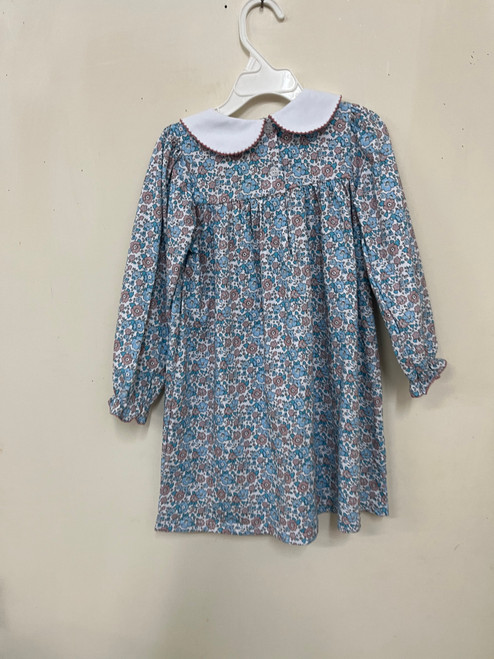 pink/blue floral peter pan dress