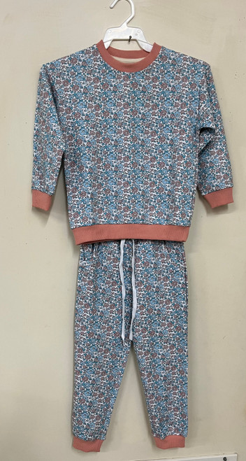 pink/blue floral jogger set 